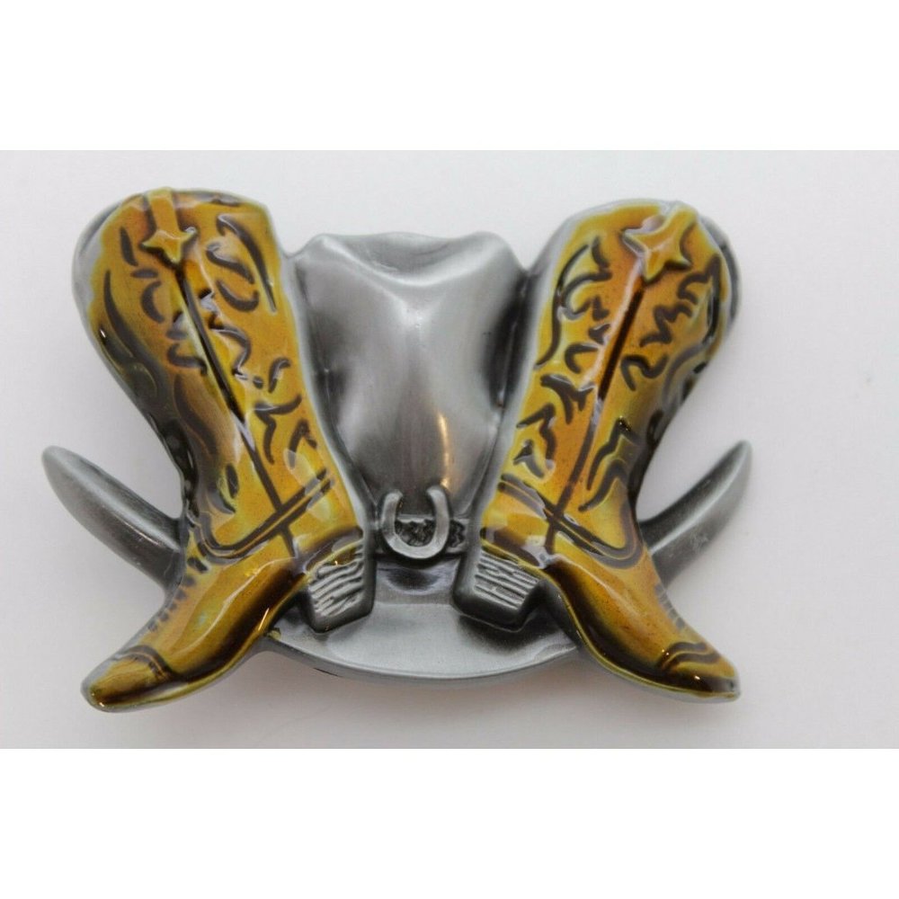 Belt Buckle Men Women Silver Metal Western Rodeo Boot Cowboy Hat Texas Horseshoe